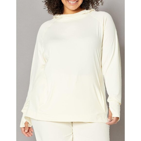 Women's Brushed Tech Stretch Popover Hoodie Plus Size Activewear - Picture 5 of 6